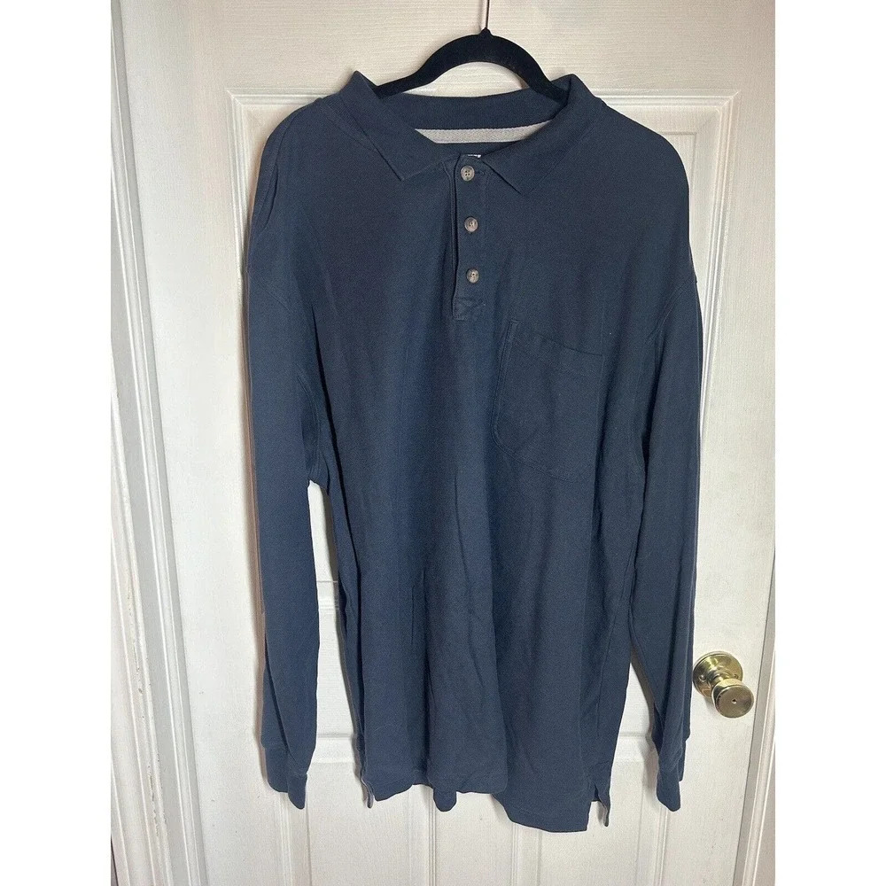 Duluth Trading Co Polo Shirt Mens XL BLUE Heavy Weight Long Sleeve